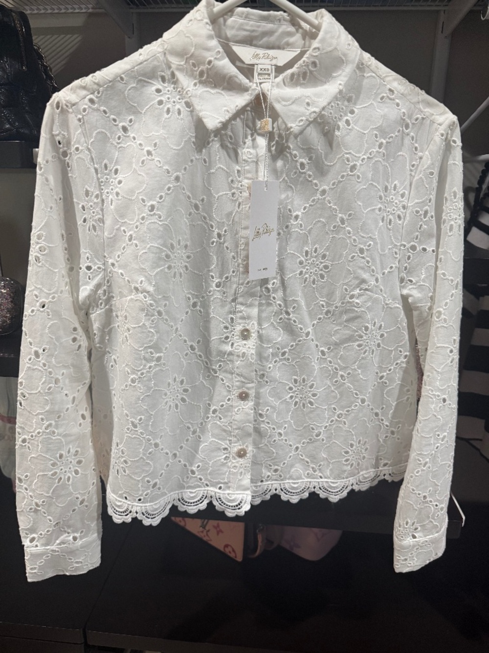 Lilly Pulitzer Ingrid Eyelet Top XXS Resort White NWT